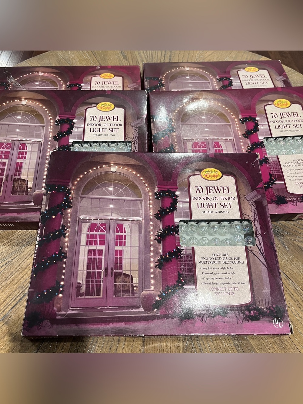 LOT of 5 CLEAR Vintage Holiday Highlights 70 Indoor/Outdoor Lights NEW Kmart NEW